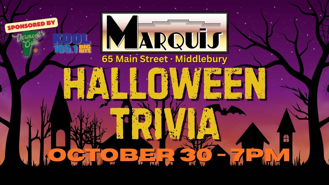 Promotional poster for Marquis Trivia Night on October 30, 2025, hosted by Big Guys Entertainment.