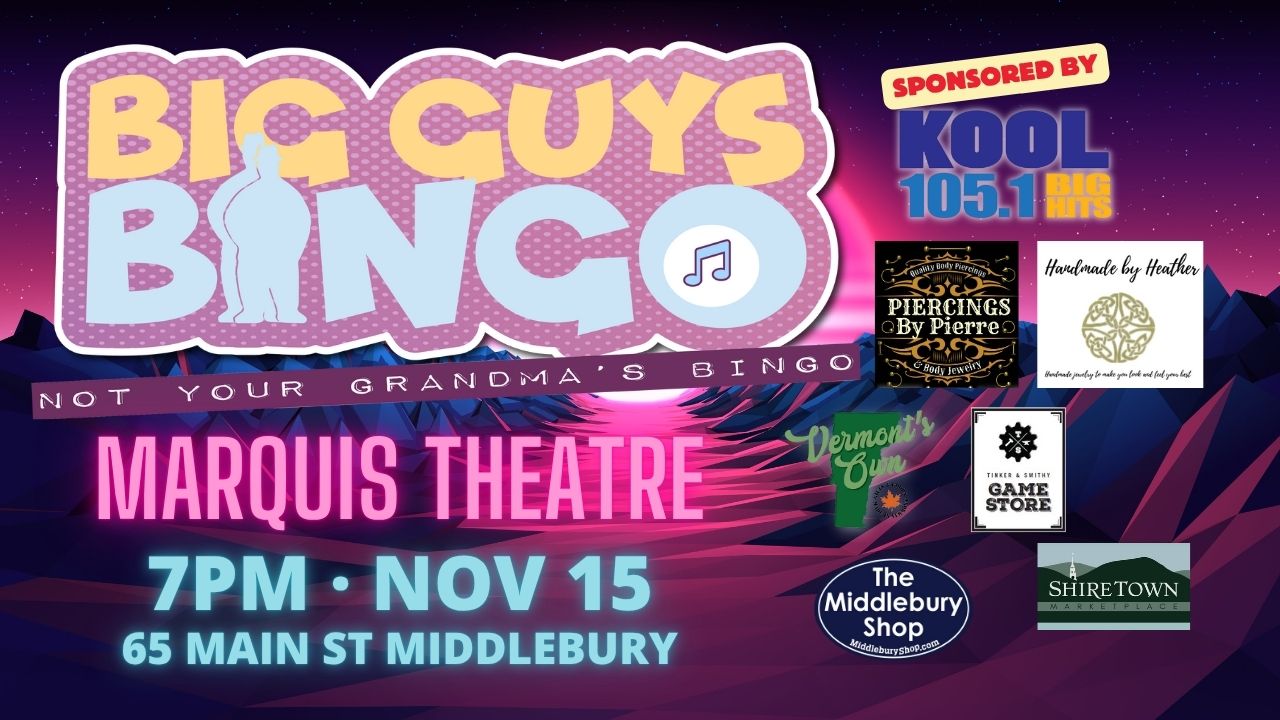 Promotional poster for Marquis Musical Bingo on November 15, 2025, hosted by Big Guys Entertainment.