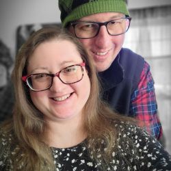 Patrick and Stacia, the happy couple, with their testimonial.